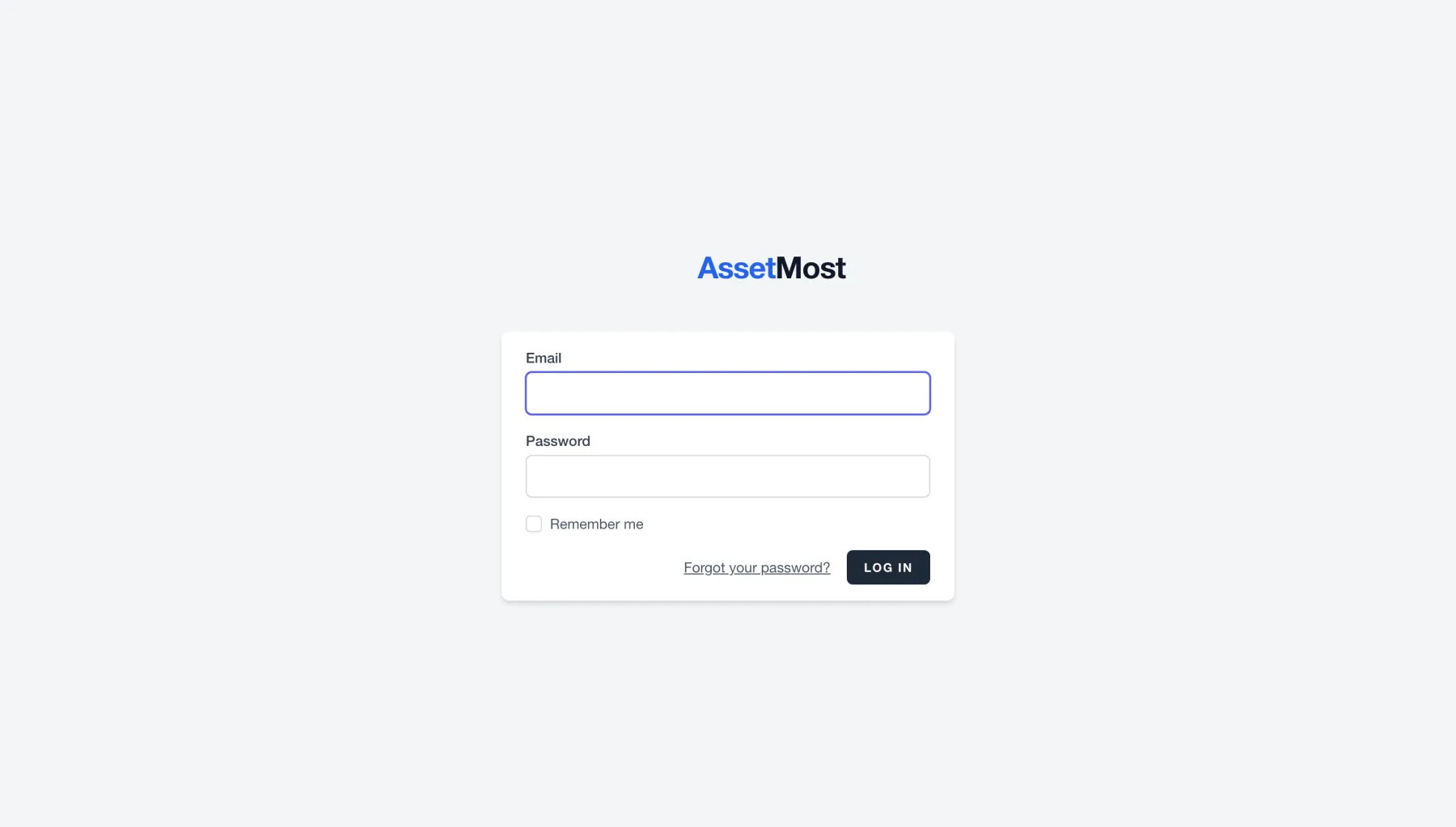 The AssetMost sign-in screen
